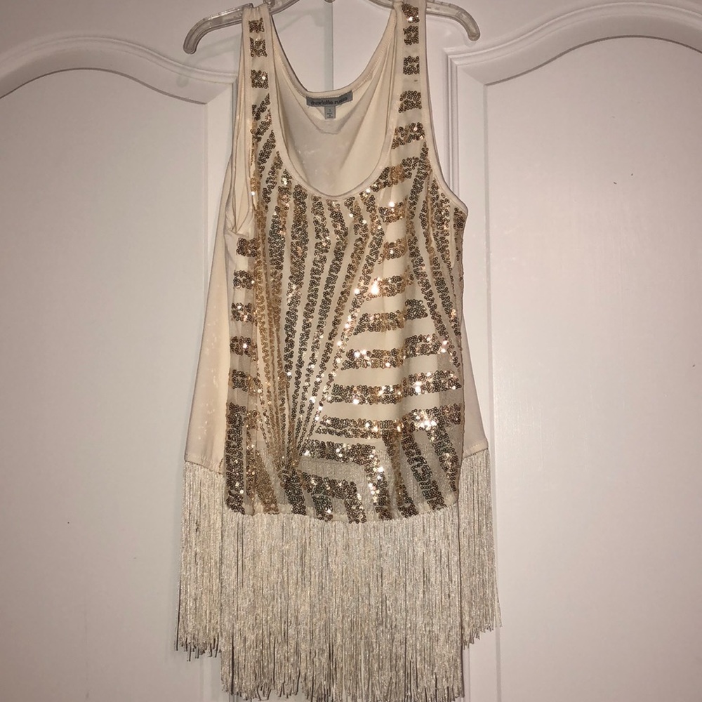 Sequins tank with fringe